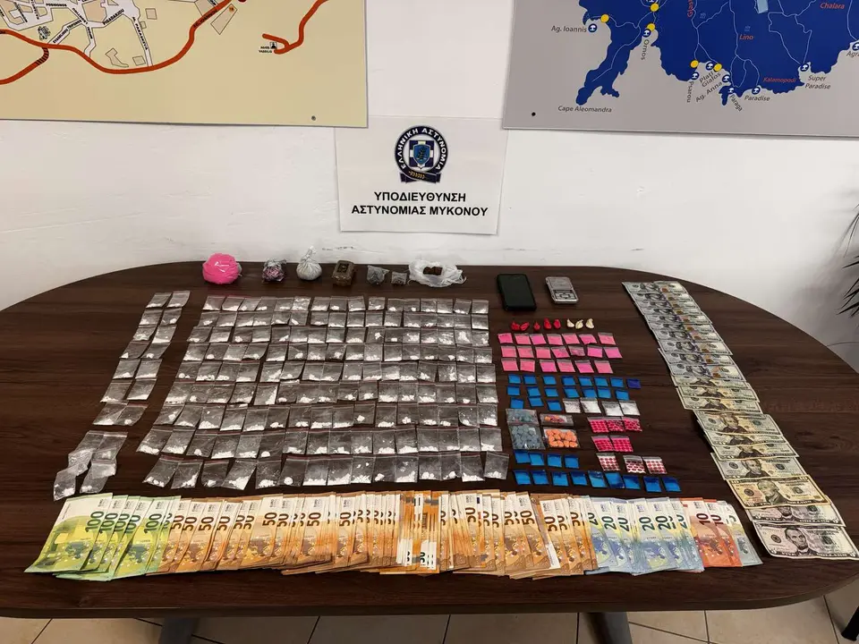 Arrest on Mykonos for trafficking cocaine, ketamine, cannabis and hallucinogenic mushrooms