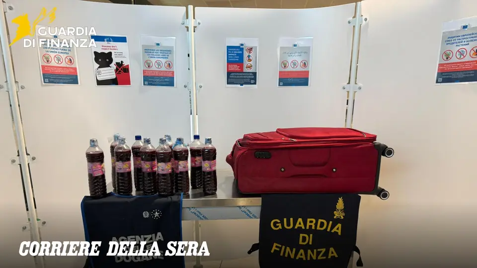 Bologna, two Nigerians arrested at airport with 130 litres of liquid drug