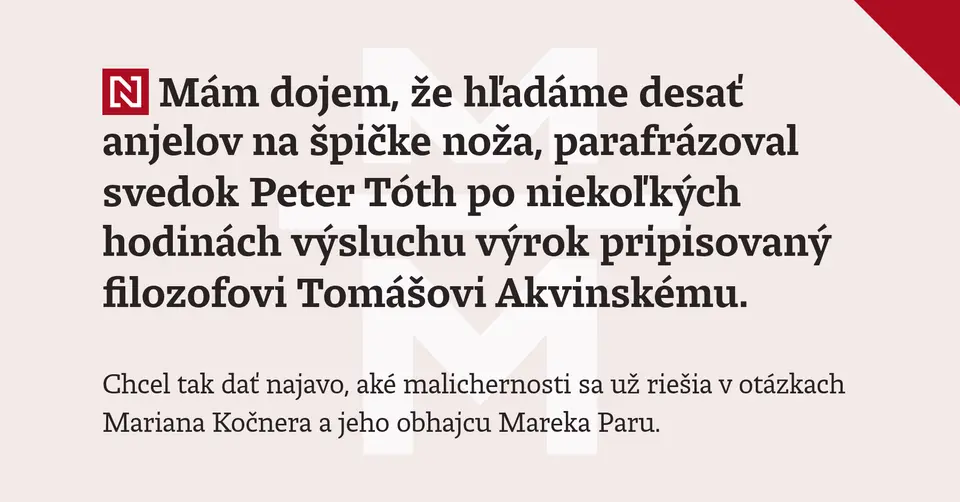 Witness Peter Tóth criticised the course of legal proceedings against Marián Kočner