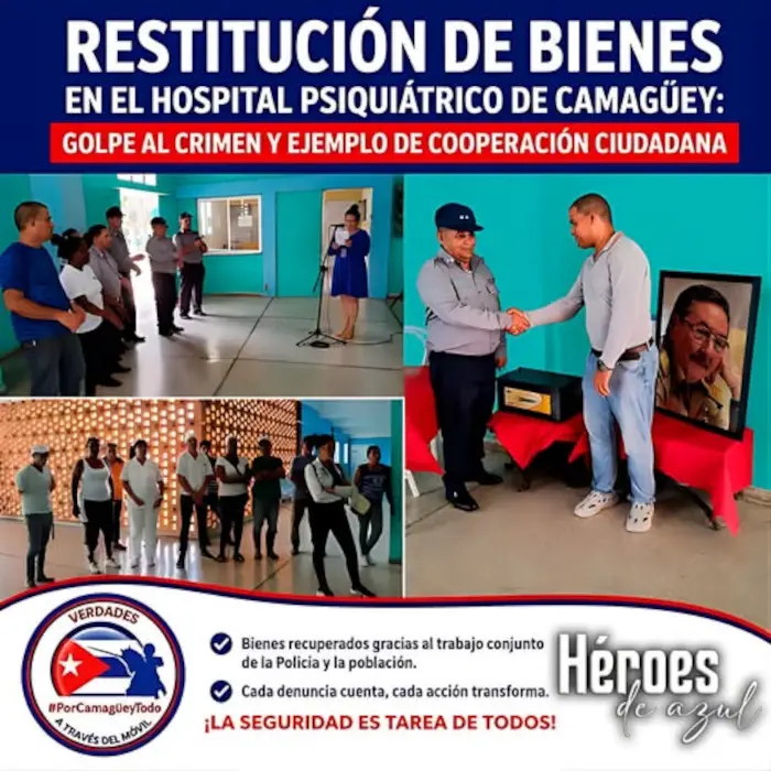 National Revolutionary Police recover stolen equipment from Camagüey psychiatric hospital and capture those responsible