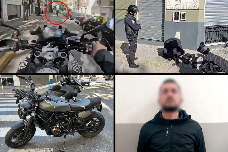 Colombian motorcycle robber with criminal record arrested after 20 km chase in Buenos Aires