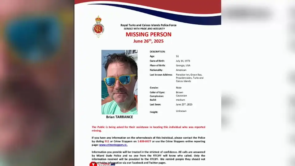 Missing New Yorker Brian Tarrence found dead in Turks and Caicos ditch, no foul play suspected