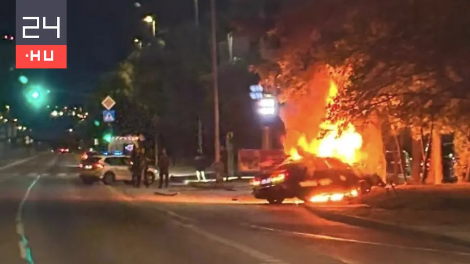 Drunk and drugged driver crashes in Bratislava, vehicle catches fire