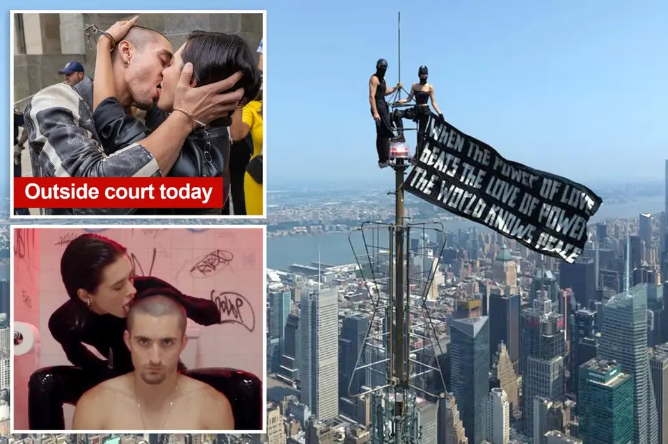 Empire State Building climbers kiss outside court as plea deal talks begin