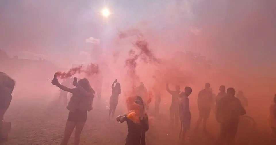 Flares and balloons at A66 crash vigil spark anger after two officers killed