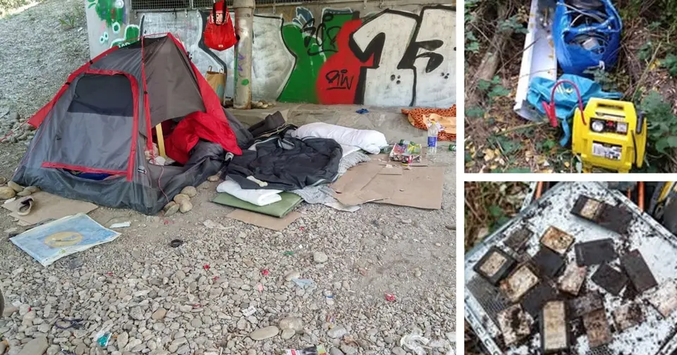 Illegales Camp bei Alter Donau: Gestohlene Waren und getöteter Fuchs entdeckt