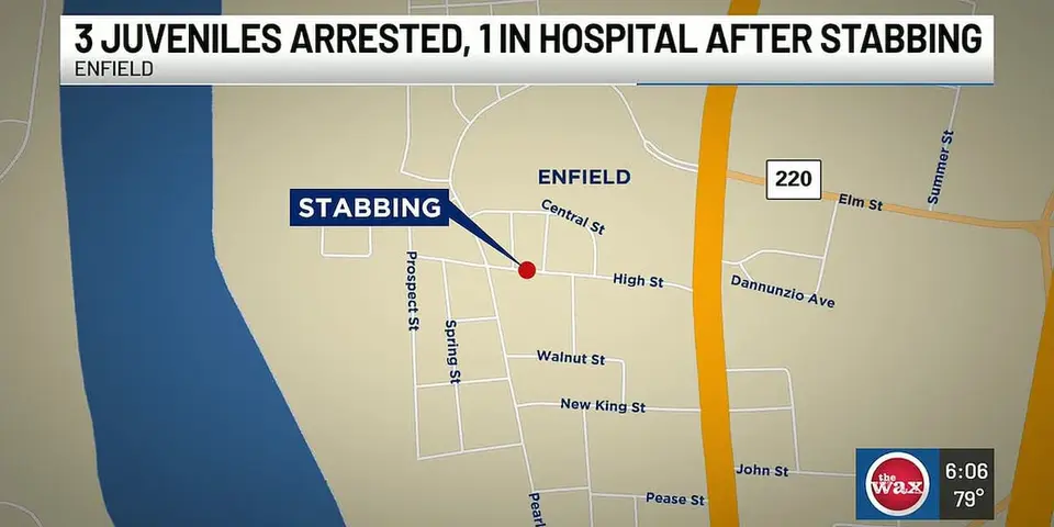 Three juveniles arrested after stabbing in Enfield, Connecticut