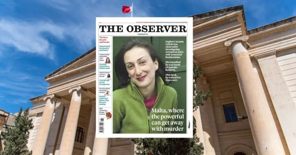 Daphne Caruana Galizia murder case lands on The Observer's front page