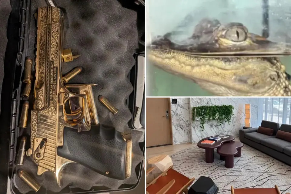 FBI Raids Luxury LA High-Rise: 42kg Fentanyl, Gold Gun, and Live Alligator Seized