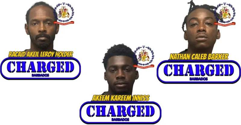 Three men charged with armed robbery and serious bodily harm in Barbados