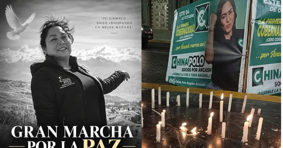 Marcha en Caraz tras asesinato de 'La China' Polo durante transmisión en vivo