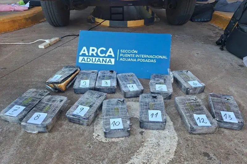 Detienen a hombre con 13 kilos de cocaína ocultos en su auto en Posadas