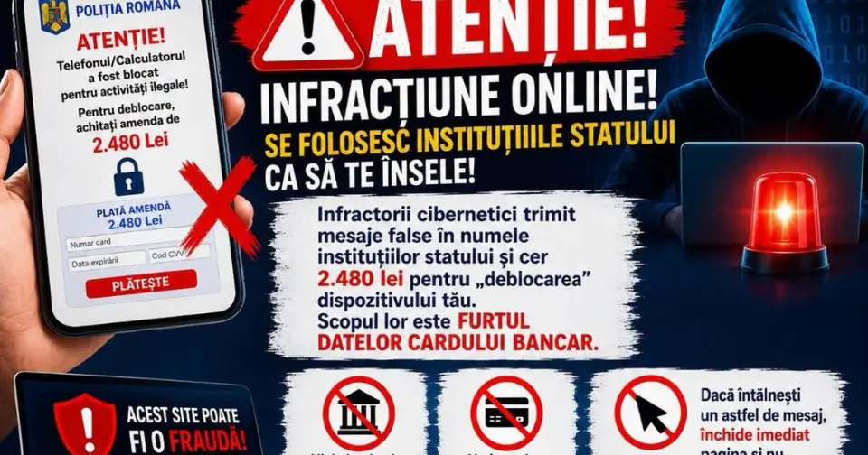 Escrocii online pretind că blochează dispozitivele și cer bani pentru deblocare