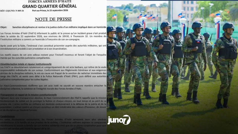 Woman killed in Thomassin 32: FAd'H soldier dismissed and referred to justice