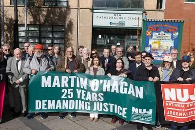 NUJ vigil in Belfast marks 25 years since journalist Martin O'Hagan's murder