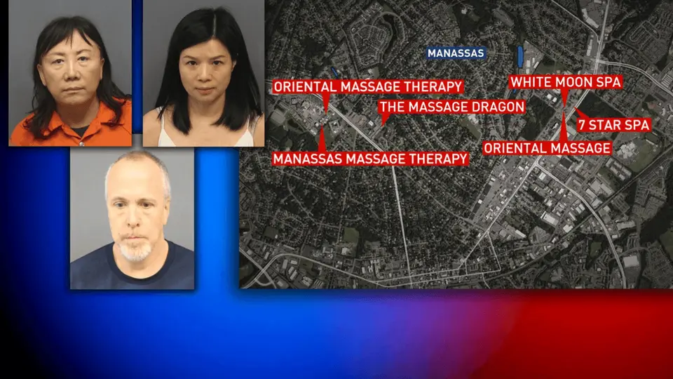 Three arrested in Manassas City prostitution raids on six massage parlours