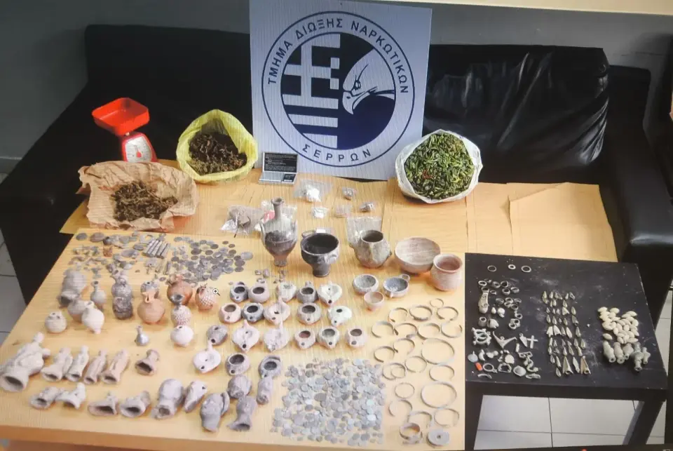 Serres: Man arrested with cannabis and hundreds of ancient artefacts at sheepfold