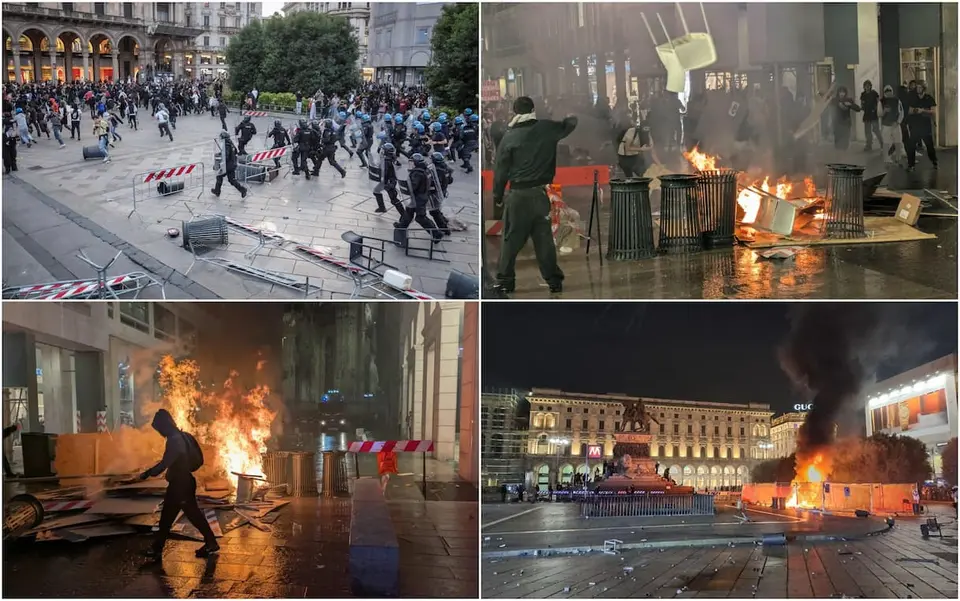 Milano: scontri al Duomo, 60 fermati durante proteste contro carovita