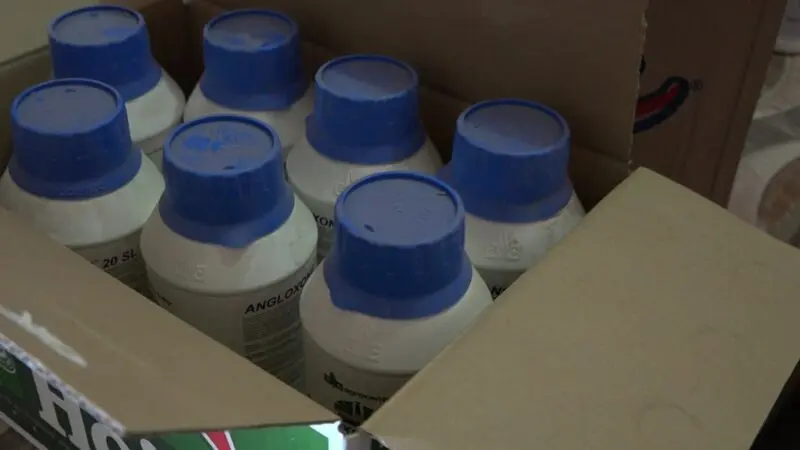 ECD legt beslag op gesmokkelde landbouwchemicaliën in Paramaribo, vervallen partij vernietigd