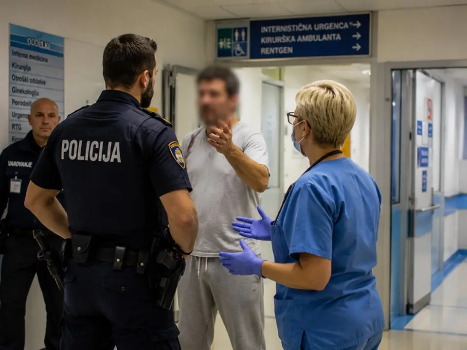 Incident at Izola hospital: security guard restrains aggressive man, police order compulsory hospitalisation