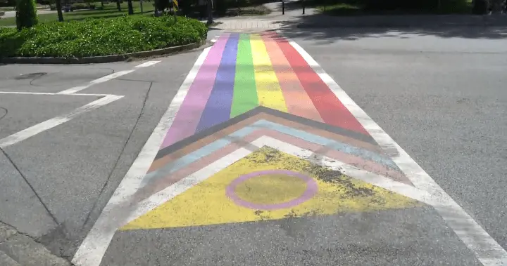 Pride crosswalk defaced in Surrey, BC politician takes responsibility