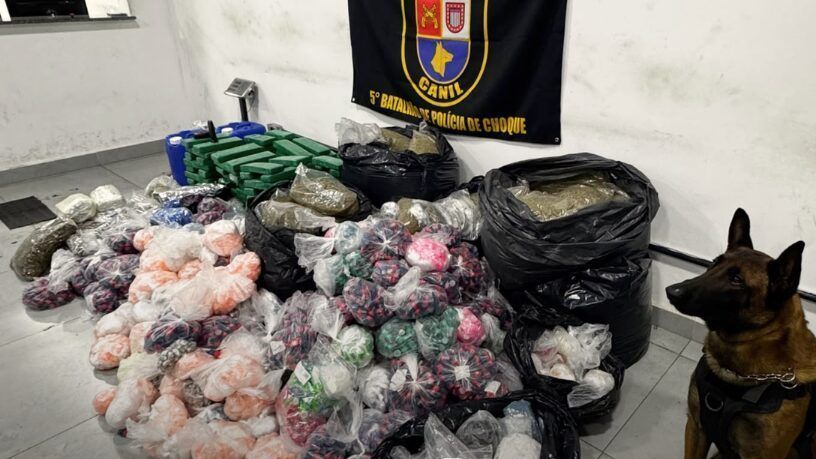 Operação com cachorro da PM retira centenas de quilos de drogas de comunidade paulistana
