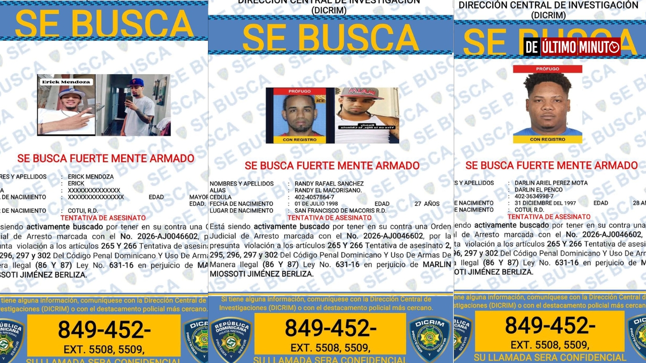 Tres sujetos son buscados por ataque armado contra mujer en Cotuí