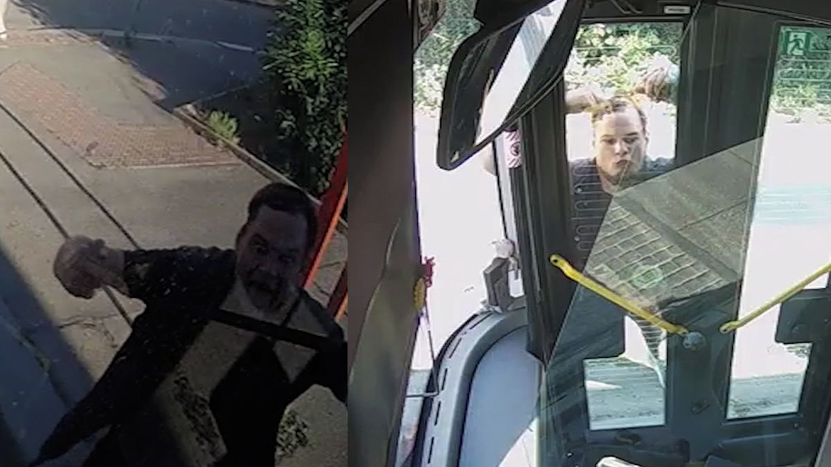 Muž v Praze napadl řidiče autobusu, pěstí rozbil čelní sklo