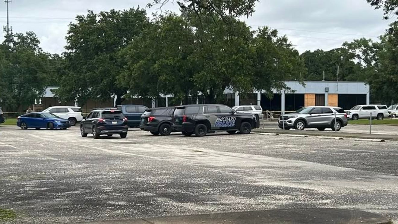 FBI and sheriff seal Prichard Police Department with crime scene tape