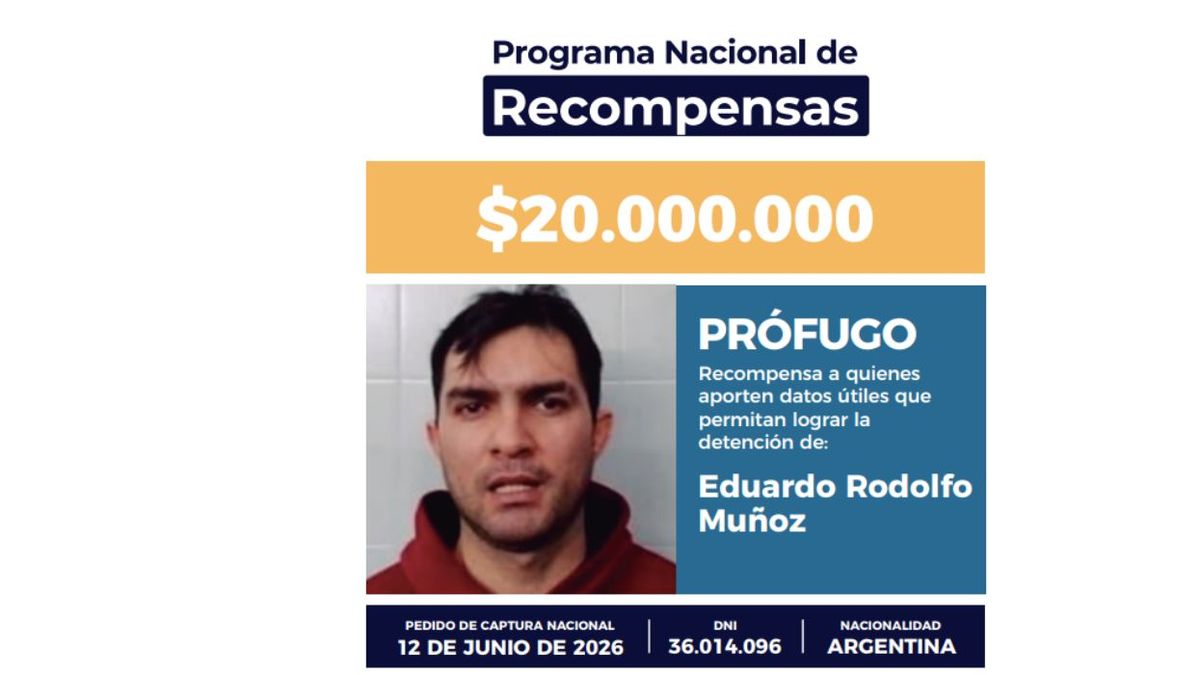 Estado argentino ofrece 20 millones de pesos por datos que permitan capturar a Eduardo Muñoz, sospechoso del asesinato de un policía federal en Rosario