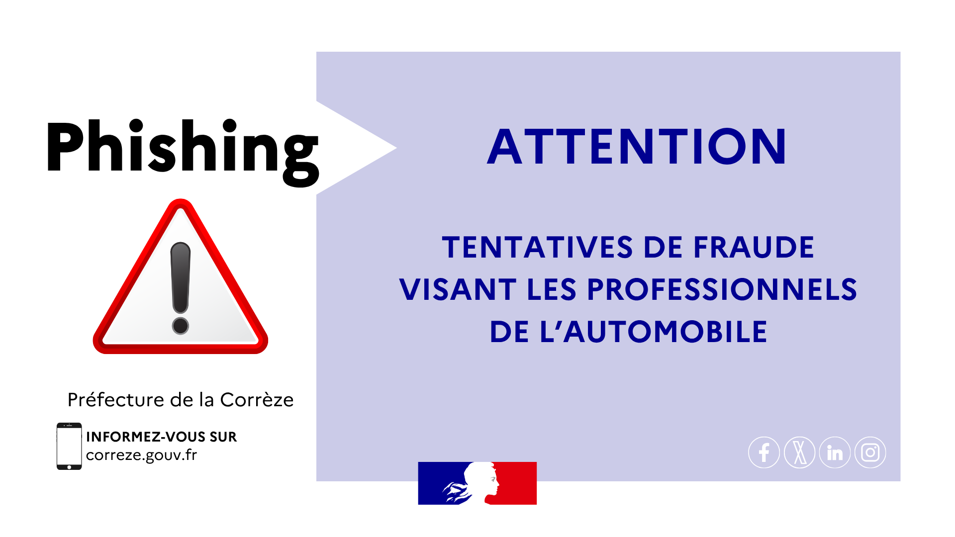 Tentative de fraude par phishing ciblant les professionnels de l'automobile en Corrèze
